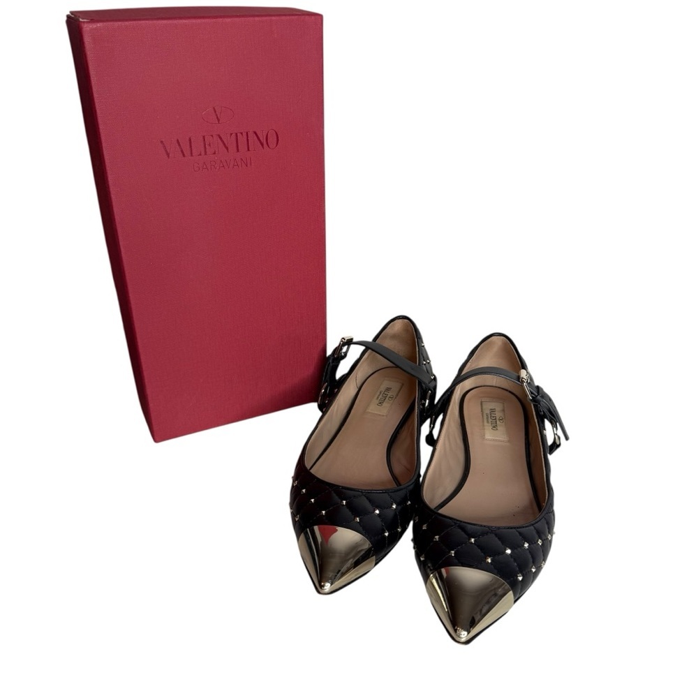 Valentino Garavani Studded Mary Jane Cap Toe Ballet Flats size 39.5 - Picture 2 of 12
